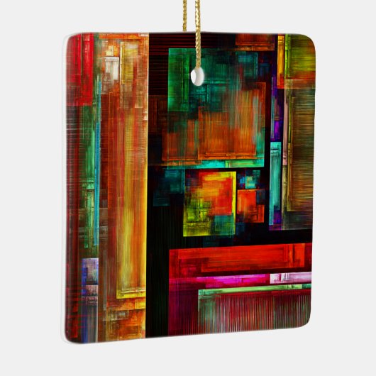 Kleurrijke vierkanten Modern Abstract kunstpatroon Keramisch Ornament (Rechts)