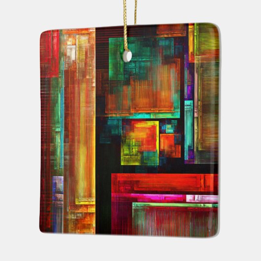 Kleurrijke vierkanten Modern Abstract kunstpatroon Keramisch Ornament (Links)