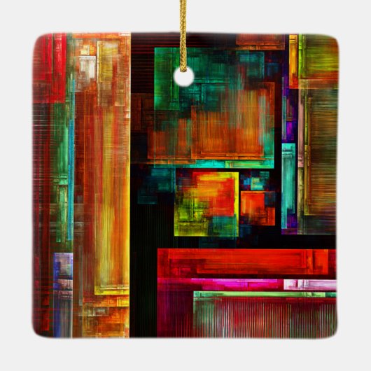 Kleurrijke vierkanten Modern Abstract kunstpatroon Keramisch Ornament (Achterkant)