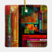 Kleurrijke vierkanten Modern Abstract kunstpatroon Keramisch Ornament (Voorkant)