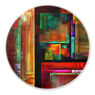 Kleurrijke vierkanten Modern Abstract kunstpatroon Keramische Knop