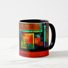 Kleurrijke vierkanten Modern Abstract kunstpatroon Mok
