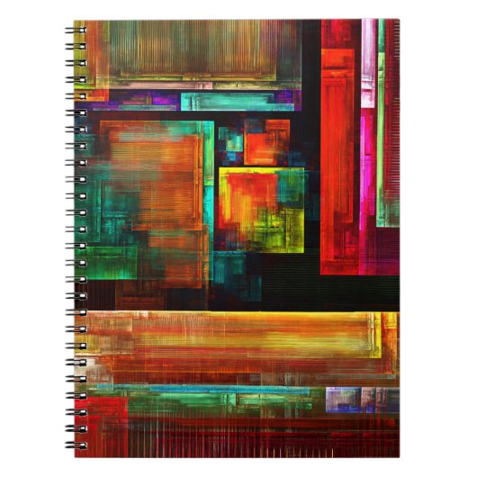 Kleurrijke vierkanten Modern Abstract kunstpatroon Notitieboek (Voorkant)