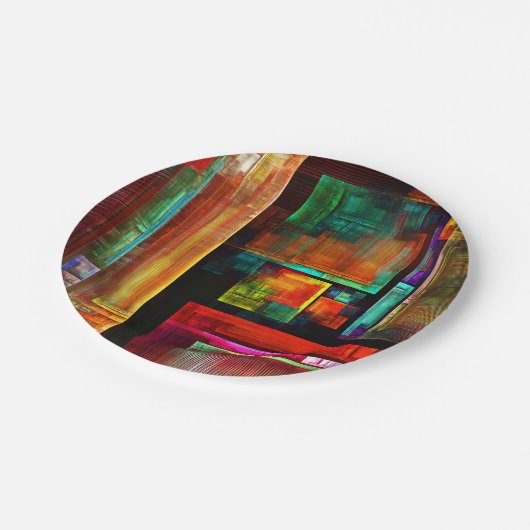Kleurrijke vierkanten Modern Abstract kunstpatroon Papieren Bordje (Gekanteld)