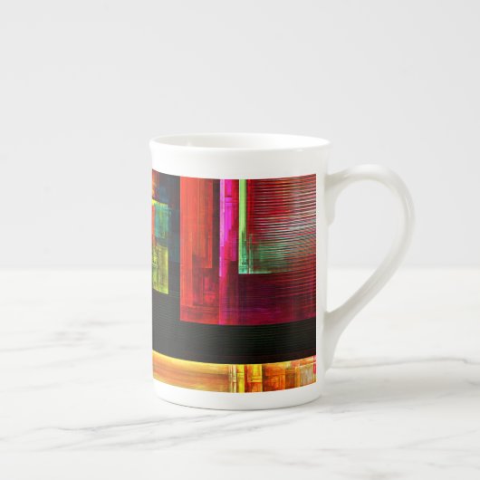 Kleurrijke vierkanten Modern Abstract kunstpatroon Porselein Kop (Rechts)