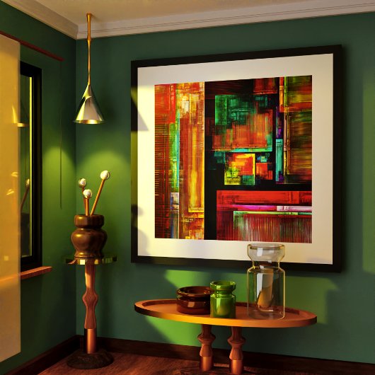 Kleurrijke vierkanten Modern Abstract kunstpatroon Poster