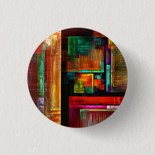 Kleurrijke vierkanten Modern Abstract kunstpatroon Ronde Button 3,2 Cm
