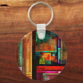 Kleurrijke vierkanten Modern Abstract kunstpatroon Sleutelhanger (Achterkant)