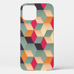 Kleurrijke vierkanten, retro geometrisch patroon. iPhone 12 hoesje