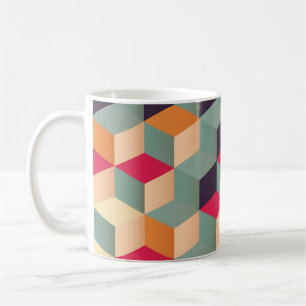Kleurrijke vierkanten, retro geometrisch patroon. koffiemok