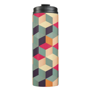 Kleurrijke vierkanten, retro geometrisch patroon. thermosbeker