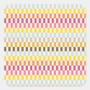 Kleurrijke vierkantjes Blauw Oranje Roze Vierkante Sticker