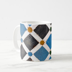 Kleurrijke vierkantjes en sterrenmozaïekpatroon koffiemok