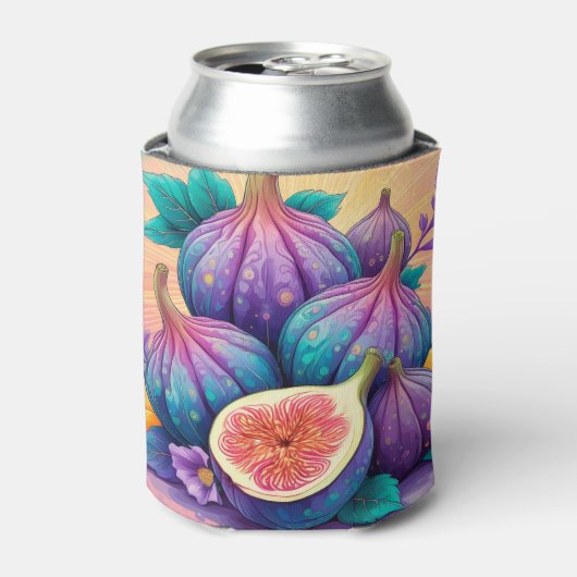 Kleurrijke vijg blikjeskoeler (Blikje Voorkant)