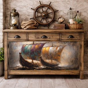 Kleurrijke Vikingschepen Decoupage Tissuepapier