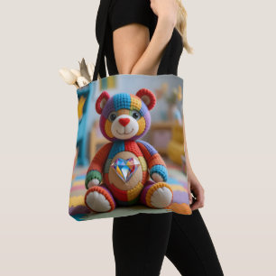 Kleurrijke vilten teddybeer draagtas