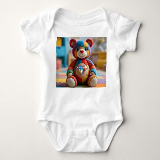 Kleurrijke vilten teddybeer romper (Voorkant)