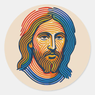 Kleurrijke vingerafdruk portret van Jezus sticker