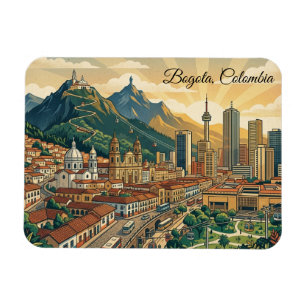 Kleurrijke Vintage Bogota Colombia Reis Kunst  Magneet