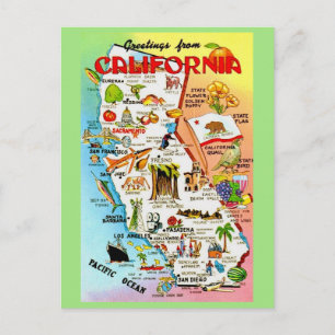 Kleurrijke Vintage Californië kaart 