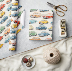 Kleurrijke Vintage Cars - Cadeaupapier
