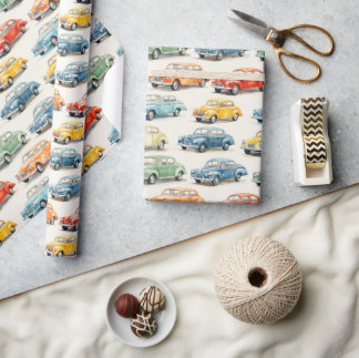 Kleurrijke Vintage Cars - Cadeaupapier