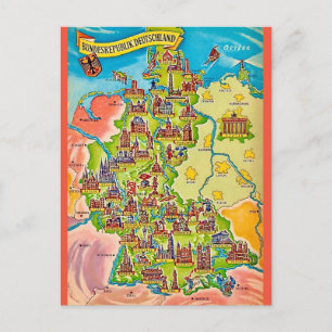 Kleurrijke Vintage Duitsland Ansichtkaart Briefkaart