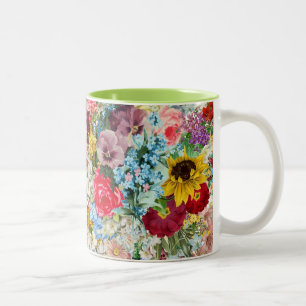 Kleurrijke Vintage Floral Tweekleurige Koffiemok