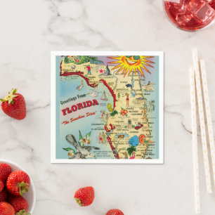 Kleurrijke Vintage Florida Kaart Servet