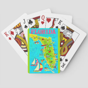 Kleurrijke Vintage Florida Welkomst Kaartspel Pokerkaarten