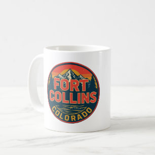kleurrijke vintage fort colllins colorado bergkamp koffiemok