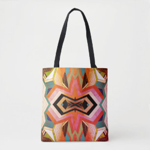 Kleurrijke Vintage Geometrische Sfeer Tote Bag