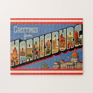 Kleurrijke vintage Harrisburg PA 11x14 Legpuzzel