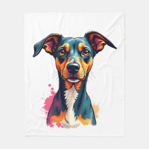 Kleurrijke vintage hondenportret Pop Art Illustrat Fleece Deken