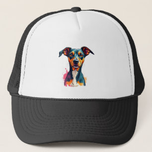 Kleurrijke vintage hondenportret Pop Art Illustrat Trucker Pet