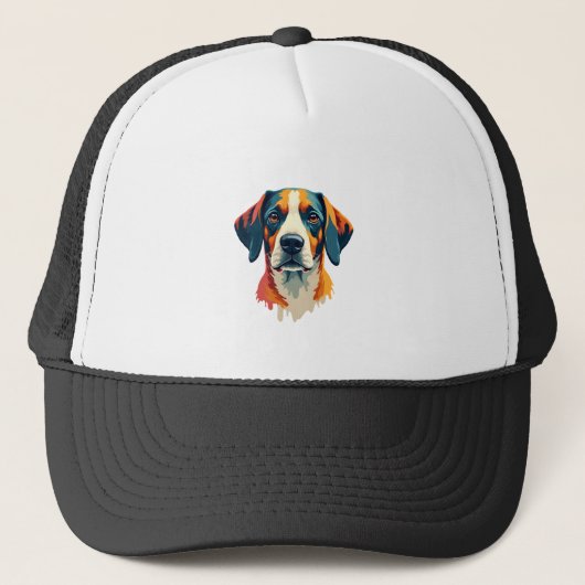 Kleurrijke vintage hondenportret Pop Art stijl hui Trucker Pet (Voorkant)