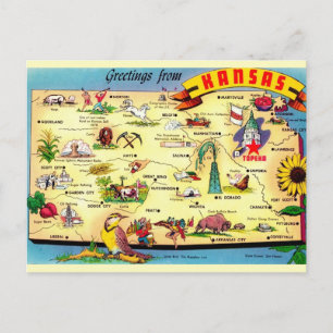 Kleurrijke vintage kaart van Kansas