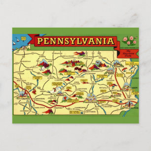 Kleurrijke vintage kaart van Pennsylvania