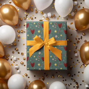 Kleurrijke Vintage Kerst Theme Pattern Cadeaupapier