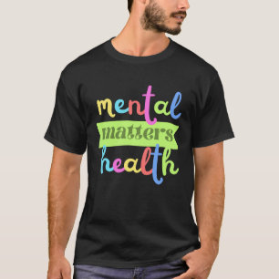 Kleurrijke Vintage Mental Health Matters Citaat Vo T-shirt