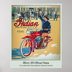 Kleurrijke Vintage Motorfiets Poster