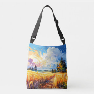 Kleurrijke Vintage Outdoor Illustratie Crossbody Tas