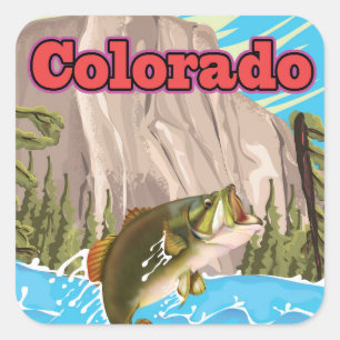 Kleurrijke vintage reisprint van Colorado. Vierkante Sticker