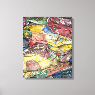 Kleurrijke Vintage Stoffen Abstracte Textuur Compo Canvas Afdruk