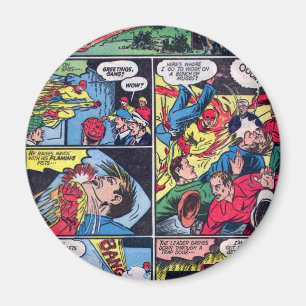 Kleurrijke Vintage The Flame Comic Book Superheld Magneet