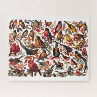 Kleurrijke Vintage Vogelcollage Legpuzzel