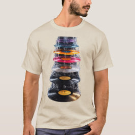 Kleurrijke Vinylplaat Spatswater Kunstwerk T-shirt