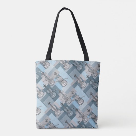 Kleurrijke Violins Blue Grey Canvas tas (Achterkant)