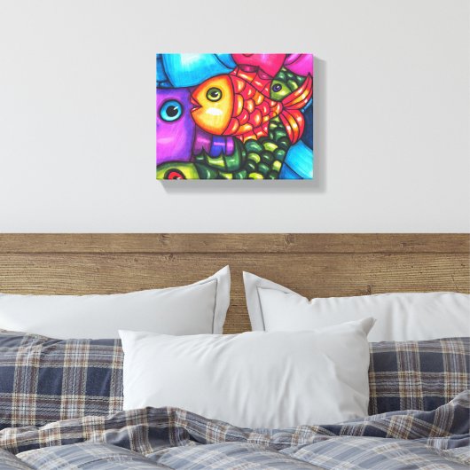 Kleurrijke Vis Abstract sealife originele Kunst Canvas Afdruk (Insitu (Slaapkamer))