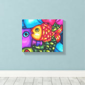 Kleurrijke Vis Abstract sealife originele Kunst Canvas Afdruk (Insitu (Houten vloer))